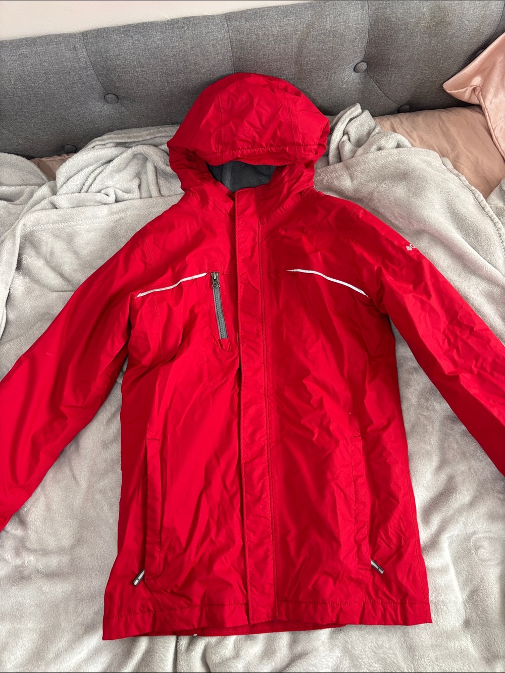 Columbia Red Hooded Rain Jacket